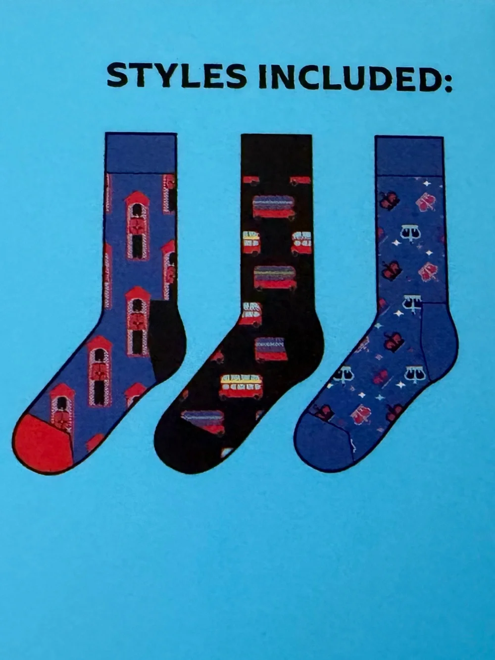 NIB Happy Socks London Edition Gift Set- Pack of 3 Adult Crew Socks